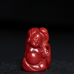 阿卡珊瑚弥勒佛吊坠