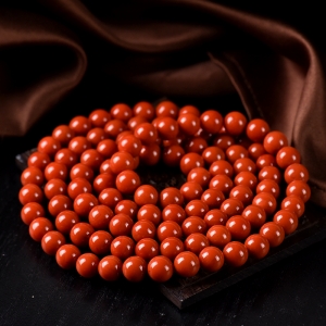 9mm柿子红南红108佛珠