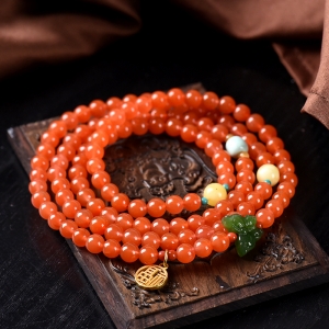 6mm樱桃红南红108佛珠