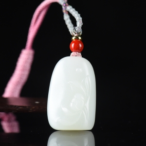 山流水料和田白玉莲花吊坠