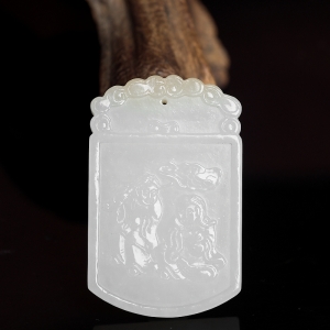 山料和田白玉和合二仙吊坠