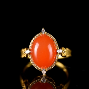 18K樱桃红南红戒指