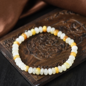 籽料和田白玉算盘珠单圈手串