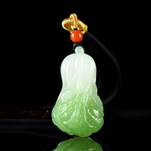 山料和田翠青玉百财吊坠