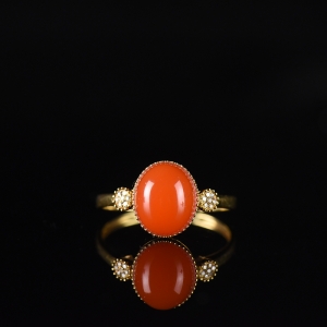 18K樱桃红南红戒指