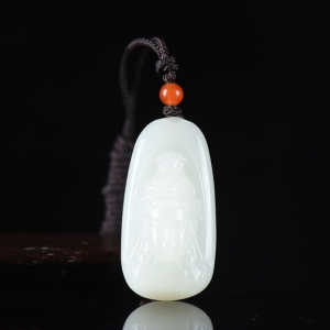 山料和田羊脂白玉观音吊坠