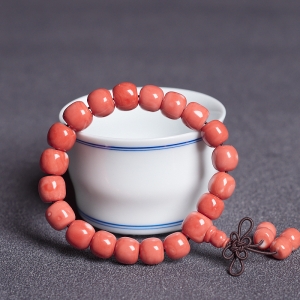 MOMO珊瑚桶珠单圈手串