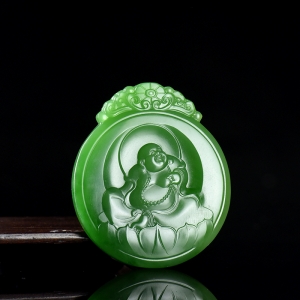 山料和田碧玉弥勒佛吊坠