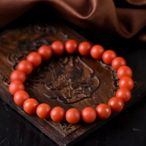9mm柿子红南红单圈手串