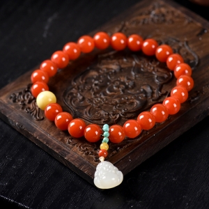 7.5mm柿子红南红单圈手串