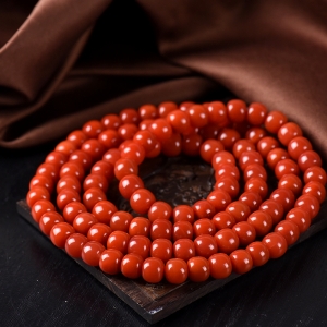 柿子红南红老形珠108佛珠