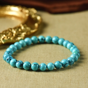 6.5mm高瓷蓝色绿松石网花单圈手串