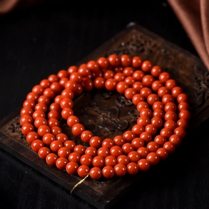 6mm柿子红南红108佛珠