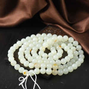 8mm籽料和田白玉108佛珠