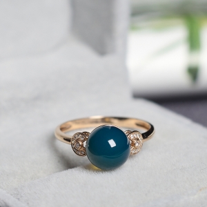 18K天空蓝多米蓝珀戒指