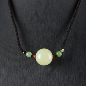 山料和田黄玉锁骨链