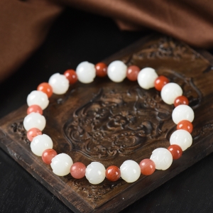 山料和田白玉莲花单圈手串