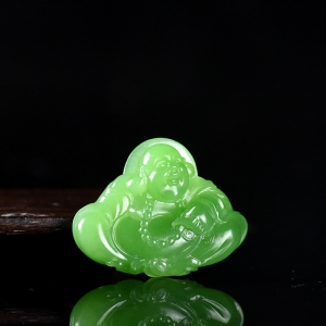 山料和田碧玉弥勒佛吊坠