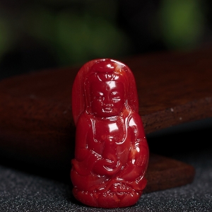 阿卡牛血红珊瑚观音吊坠