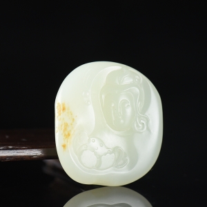 籽料和田白玉观音吊坠