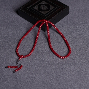 阿卡牛血红珊瑚桶珠108佛珠