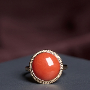 18KMOMO珊瑚圆形戒指