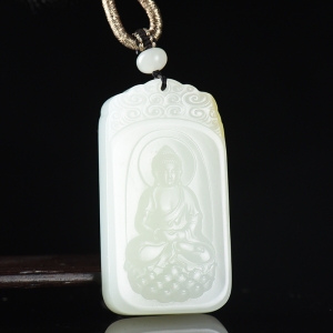 籽料和田白玉大日如来吊坠