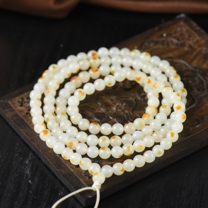 5mm籽料和田白玉108佛珠