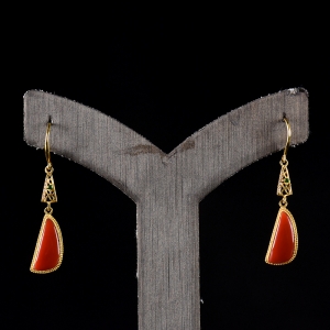 18K锦红南红水滴耳坠