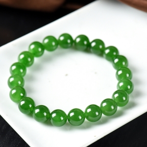 9.5mm山料和田碧玉单圈手串