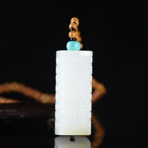 籽料和田白玉琮吊坠