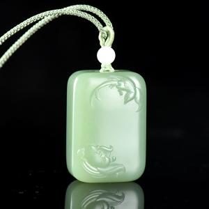 山料和田碧玉荷花吊坠