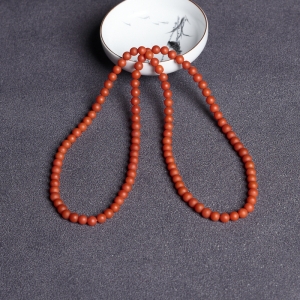 6.5mm柿子红南红108佛珠