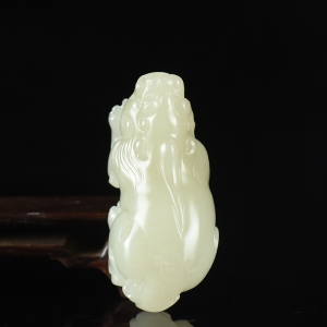 籽料和田白玉貔貅手把件