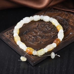 籽料和田白玉糖果珠单圈手串