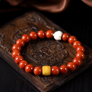 8.5mm柿子红南红单圈手串