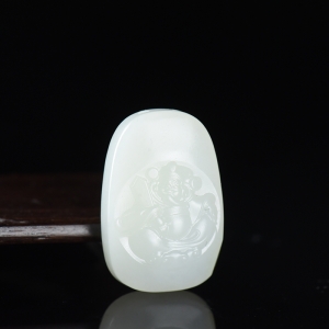 籽料和田白玉财神吊坠