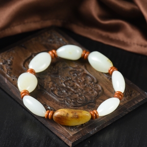 籽料和田白玉随形单圈手串