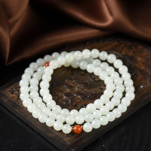 6mm籽料和田白玉多圈手串