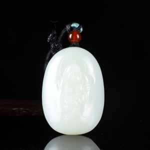 山流水料和田羊脂白玉弥勒佛吊坠