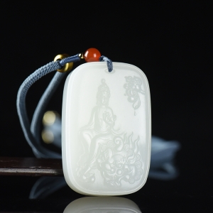 山流水料和田白玉文殊菩萨吊坠