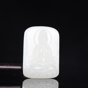 山料和田白玉观音吊坠