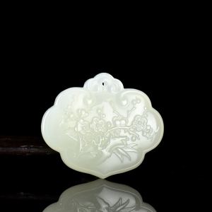 山料和田玉晴水料喜上眉梢平安锁吊坠