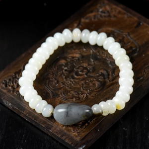 籽料和田玉青花单圈手串