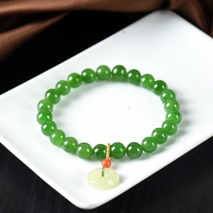 8mm山料和田碧玉单圈手串