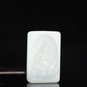 籽料和田白玉黄财神吊坠