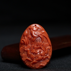 柿子红南红鸟语花香吊坠