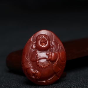 柿子红南红弥勒佛吊坠