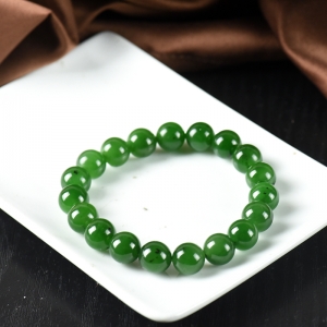 10mm山料和田碧玉单圈手串