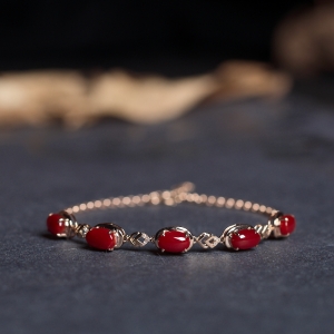 18K阿卡牛血红珊瑚手链